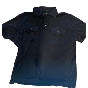 michael kors polo shirt men’s Medium MK logo Black muscle fit